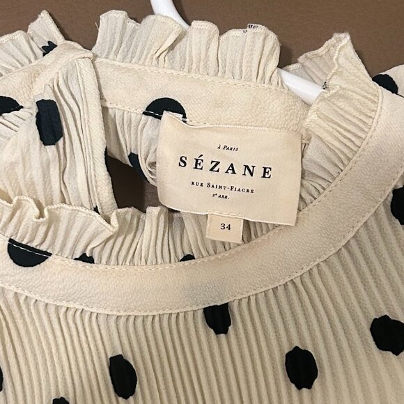 Sezane Cream and Black Polka Dot Blouse - Picture 5 of 6